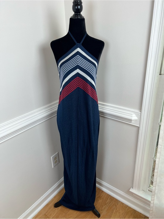 Wood Wood Dresses & Skirts - Wood Wood Ibbie Metallic Knit Chevron Halter Maxi Dress NWT Size M